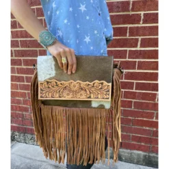 American Darling Brown White Hide And Fringe Purse -Heydudes Cowboy Shop IMG 9376 scaled
