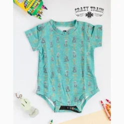 Infant Boy's Turquoise Cowboys And Indians Onesie