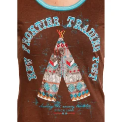 Panhandle Women's Brown Frontier Tee Pee Shirt -Heydudes Cowboy Shop L9T4480 A