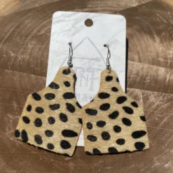 TNR Handmade Cheetah Hide Ear Tag Earrings