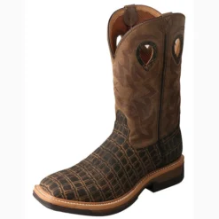 Twisted X Men's Brown Caiman Print 12" Alloy Lite Square Toe Boot