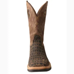 Twisted X Men's Brown Caiman Print 12" Alloy Lite Square Toe Boot -Heydudes Cowboy Shop MLCA003 FR 510x700 1
