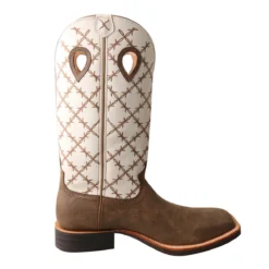 Twisted X Bomber/White Barbed Wire Square Toe Boots -Heydudes Cowboy Shop MRS0056.04