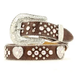 Girl's Nocona Brown Heart Concho Belt