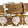 Nocona Kid's Scallop Brown Belt With Pink Hearts