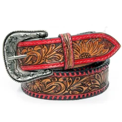 American Darling Red Tooled Belt
