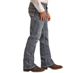 Boy's Rock & Roll Denim Straight Leg Medium Wash Jeans -Heydudes Cowboy Shop RRBD0BRYWJ B