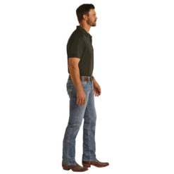 Rock & Roll Revolver Slim Fit Stretch Ivory V Straight Boot Cut Jeans -Heydudes Cowboy Shop RRMD1RRYWHb