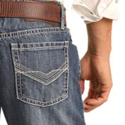 Rock & Roll Cowboy Medium Wash Vintage Stackable Bootcut Jeans -Heydudes Cowboy Shop RRMDTBR1G0 1