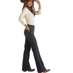 Rock & Roll Cowgirl High Rise With Rivets Trouser -Heydudes Cowboy Shop RRWD5HR0GJ A 59889