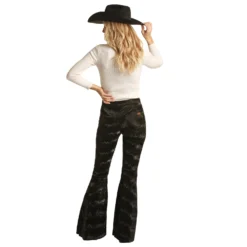 Rock & Roll Women's Black Textured Bell Bottom -Heydudes Cowboy Shop RRWD7PR0FM B