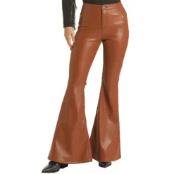 Rock & Roll Brown Pleather Bell Bottom Pants