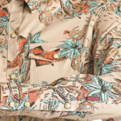 Rock & Roll Tan Tropical Bronc Long Sleeve Shirt -Heydudes Cowboy Shop RRWSOSR14B B