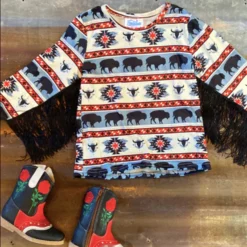 Shea Baby Buffalo Fringe Long Sleeve Shirt -Heydudes Cowboy Shop ST02