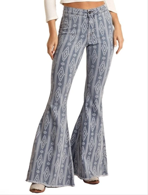 Rock & Roll Cowgirl Light Wash Aztec Jeans 1 Rock & Roll Cowgirl Light Wash Aztec Jeans