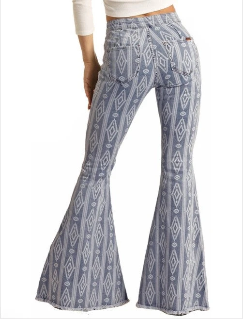 Rock & Roll Cowgirl Light Wash Aztec Jeans 2 Rock & Roll Cowgirl Light Wash Aztec Jeans - Image 2