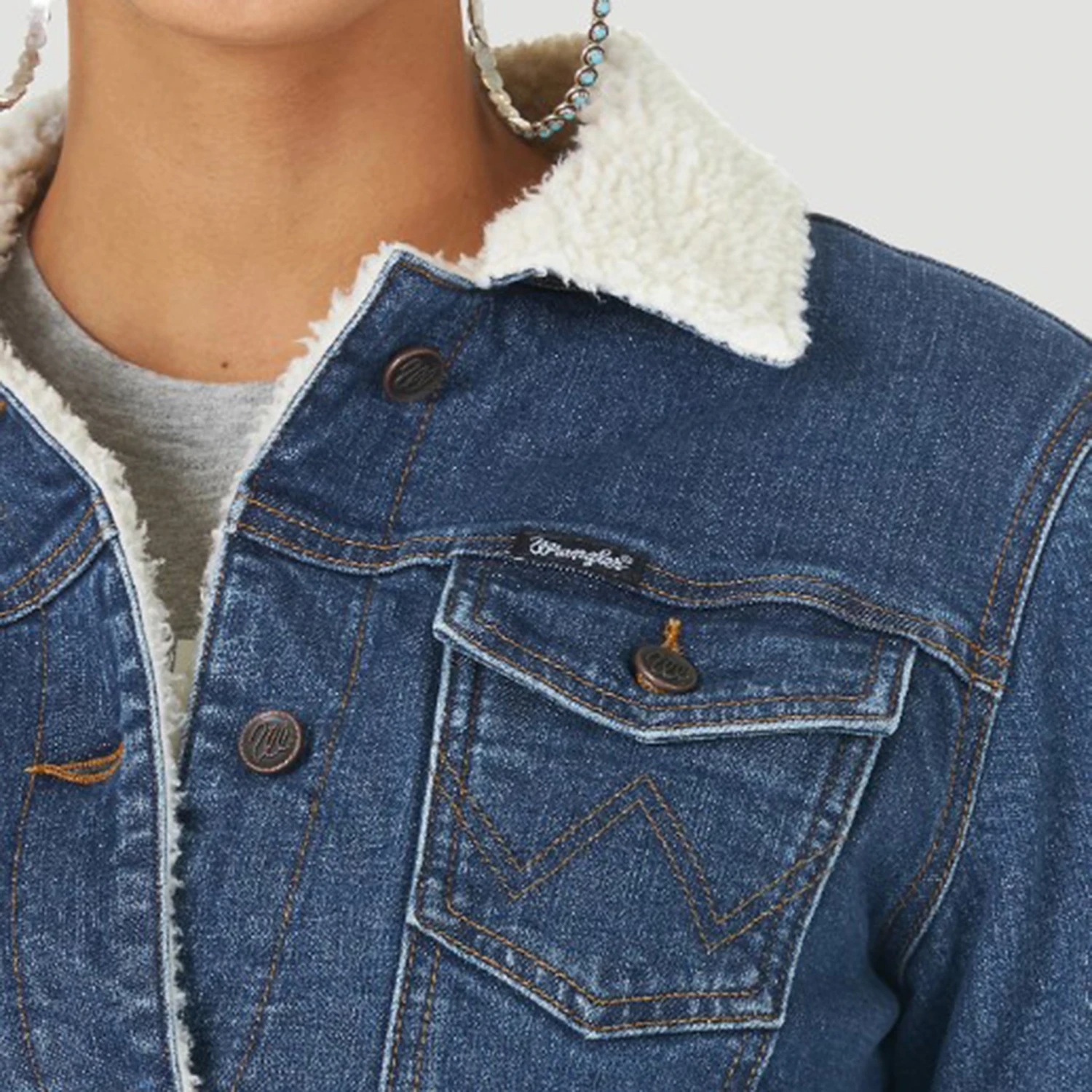 Wrangler Women's Denim Sherpa Jacket 3 Wrangler Women's Denim Sherpa Jacket - Image 3