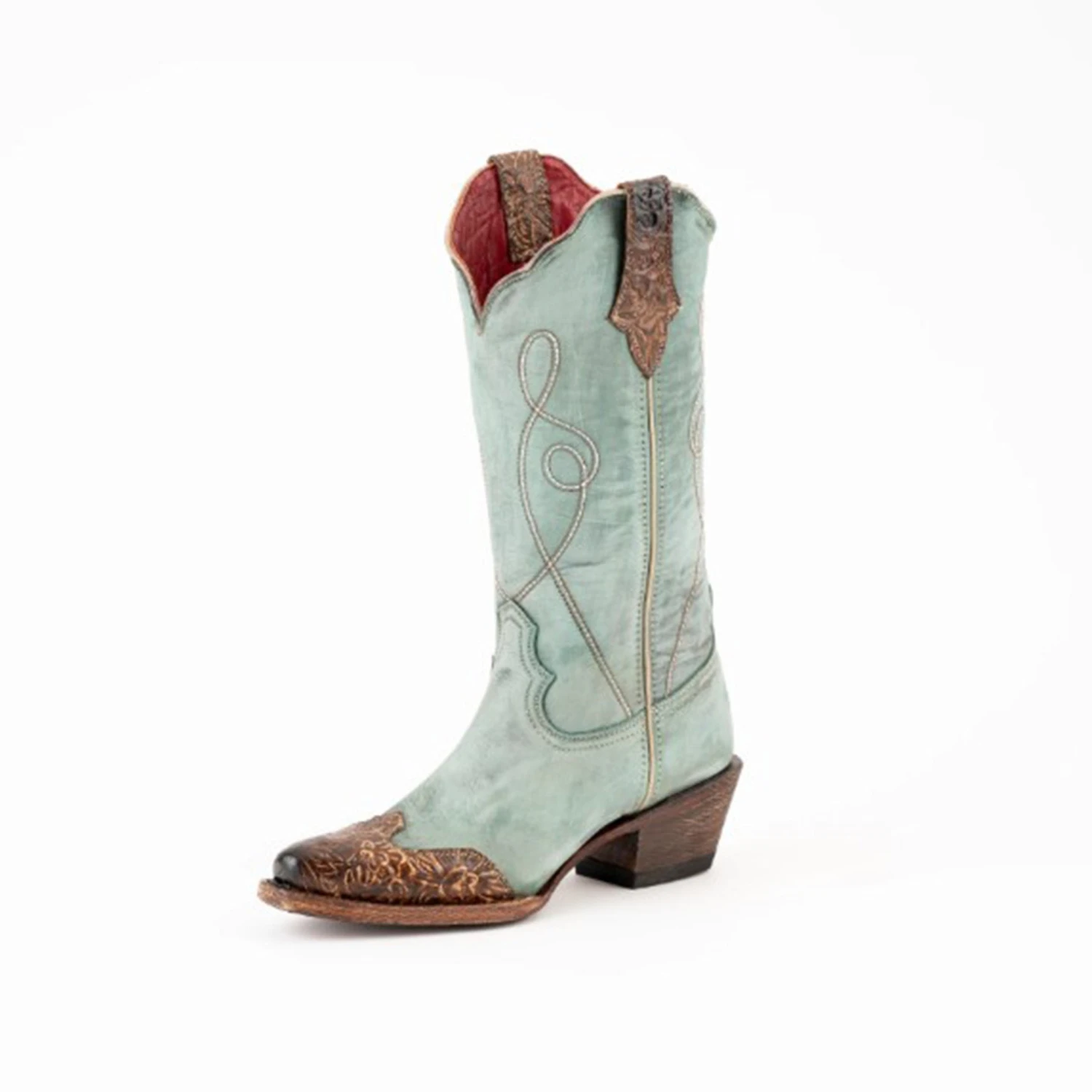 Dusty Blue Tooled Tip Western Ferrini Madison Boots 1 Dusty Blue Tooled Tip Western Ferrini Madison Boots