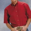 ROPER Karman Western Apparel Solid Red Short Sleeve