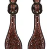Ladies Dark Oiled Floral Tooled Spur Straps