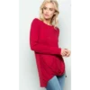 Burgundy Long Sleeve Draped Front Blouse