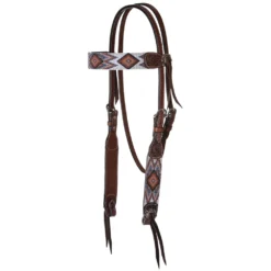 Circle Y Brown And White Beaded Aztec Browband