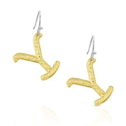 Montana Silversmiths Montana Silversmith's Yellowstone "Y" Brand Gold Earrings