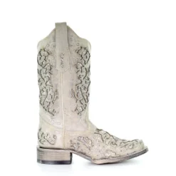 Corral Boots Corral White Glitter Inlay Boots -Heydudes Cowboy Shop a3397