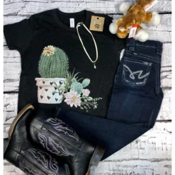 Cactus Flower Dark Grey Kids Tee