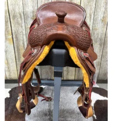 HR Saddlery 15 Inch Cowhorse Pencil Roll Saddle -Heydudes Cowboy Shop cowhorsefront