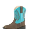 Roper Kid's Brown And Turquoise Headdress Square Toe Boots