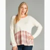 BD Collection Women's Ivory And Red Plaid Ruffle Shirt