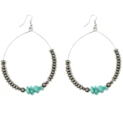 West & Co Silver Turquoise Hoop Earrings