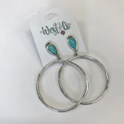 West & Company Silver Hoop With Turquoise Earring