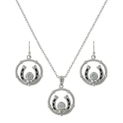 Montana Silversmiths Montana Silver Women's Roped Hanging Horse Shoe Jewelry Set