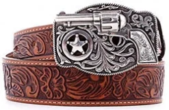 Justin Kid's Brown Floral Gun Buckle Belt