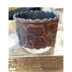 Wide Leather Carved Bracelet