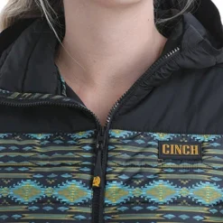 Cinch Black, Green And Yellow Aztec Coat -Heydudes Cowboy Shop maj9852001 4 770 detail