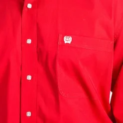 Cinch Solid Red Long Sleeve Shirt -Heydudes Cowboy Shop mtw1103313 4 2011 detail