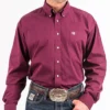 Cinch Burgundy Solid Long Sleeve Shirt