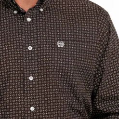 Cinch Men's Brown Geometric Shirt -Heydudes Cowboy Shop mtw1105487 4 216 detail