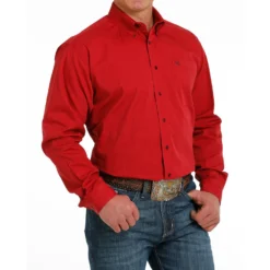 Cinch Men's Red, Black Micro Striped Shirt -Heydudes Cowboy Shop mtw1105526 3 142 detail