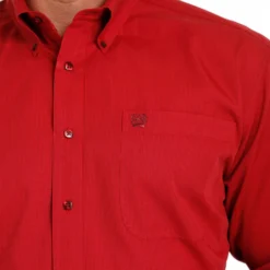 Cinch Men's Red, Black Micro Striped Shirt -Heydudes Cowboy Shop mtw1105526 4 239 detail