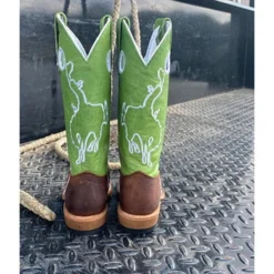 Olathe Kids Brown And Green Bucking Horse Boots -Heydudes Cowboy Shop olathe3