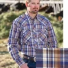 Blue And Tan Plaid Long Sleeve Shirt