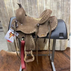 Double T 12 Inch Cheetah Roughout Saddle