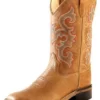 Youth Tan Multi Stitched Square Toe Boots