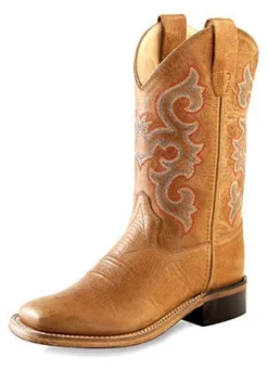 Youth Tan Multi Stitched Square Toe Boots