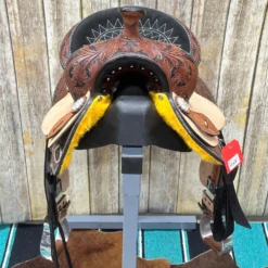 Paul Taylor Chocolate Floral Tooled Youth Saddle -Heydudes Cowboy Shop yfront